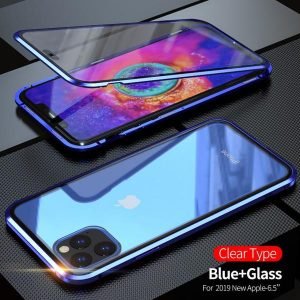 Top kvalitet magnet fodral med härdat glas för iphone Xs max