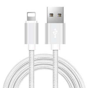 3m lång iphone kabel silver