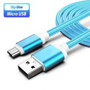 2 st 3 m micro-usb ljusblå kabel blå