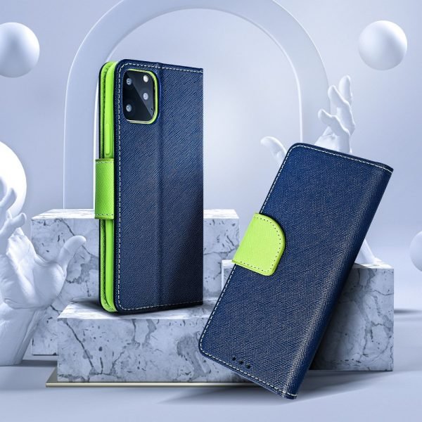 Fancy Book case for IPHONE 12 / 12 PRO navy/lime - Image 3