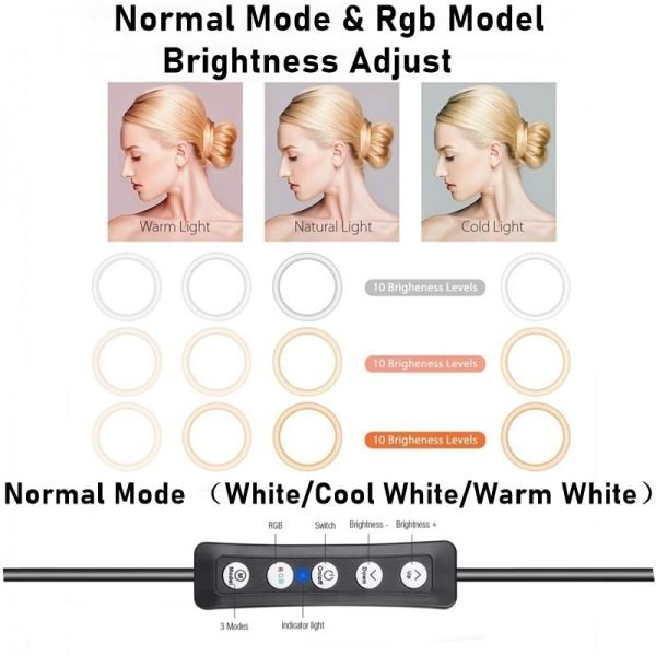 Tongdaytech Dimbar RGB LED Selfie Ring Fyllningsljus - Image 3