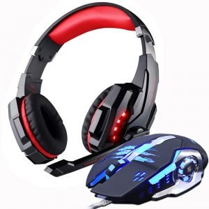 Spelheadset med mikrofon + spelmus orange