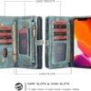 Läderfodral för plånbok med  dragkedja för Samsung S22grön - Image 5