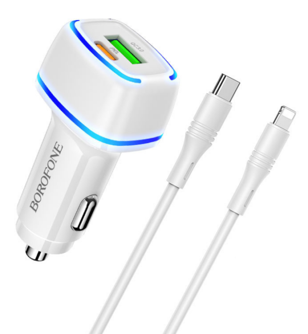Snabb Billaddare USB C med iphone kabel vit