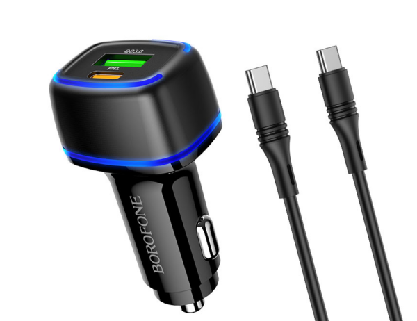 Snabb Billaddare USB C med usb-c kabel svart - Image 2