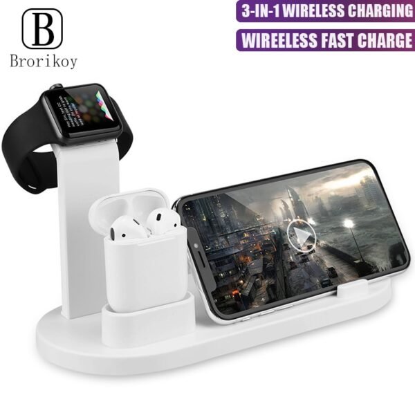 3 i 1 trådlös laddare för Apple och Android svart - Image 2