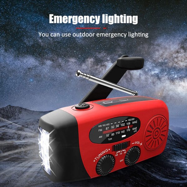 Solceller vattentäta vevradio med Powerbank,svart - Image 4