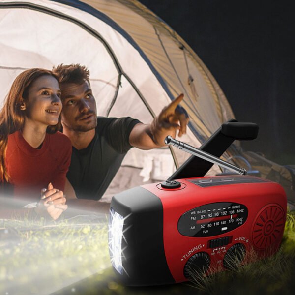 Solceller vattentäta vevradio med Powerbank,svart - Image 5
