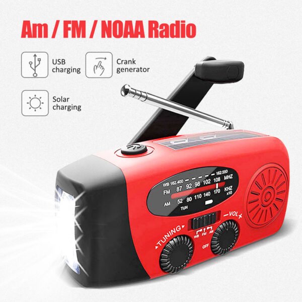 Solceller vattentäta vevradio med Powerbank,svart - Image 6
