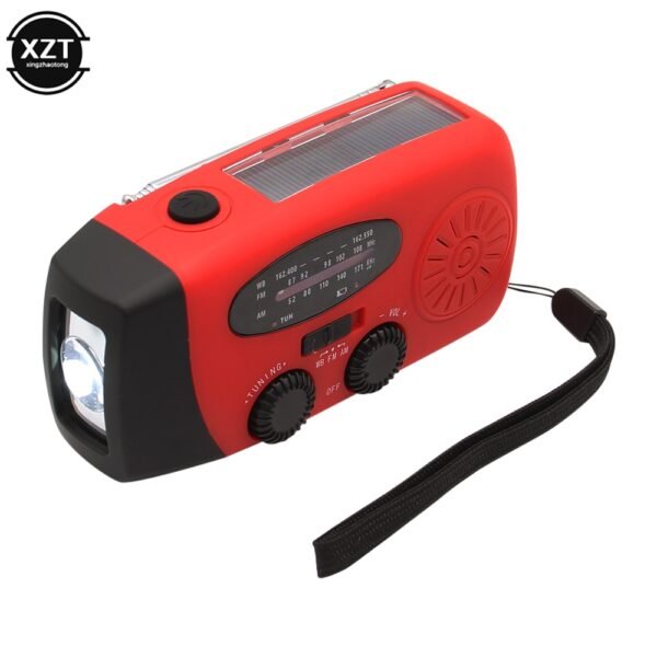 Vevradio med Solceller, Ficklampa och Powerbank svart - Image 3