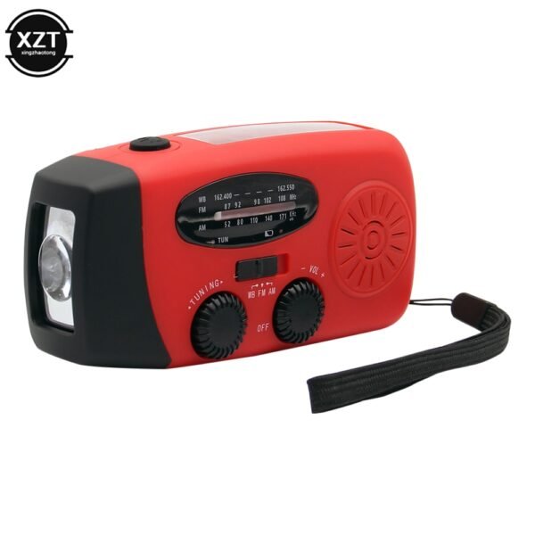 Vevradio med Solceller, Ficklampa och Powerbank svart - Image 5