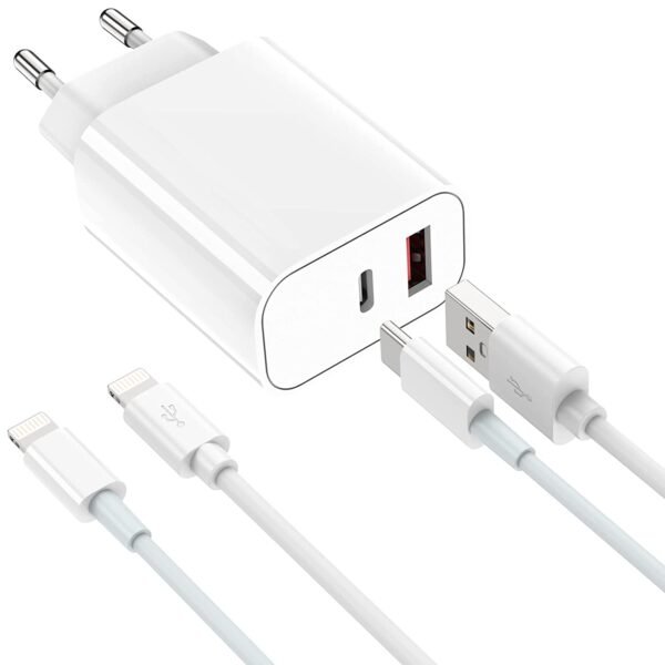 snabb iphone dual- laddare med 2 kablar