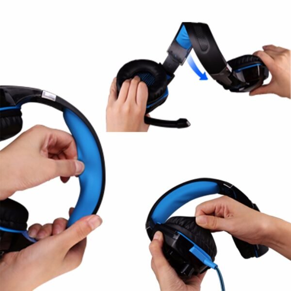 Stereo Gaming Headset Djup Bas Datorspel Hörlurar Hörlurar med LED-ljus Mikrofon för PC Laptop PS4 orange - Image 3