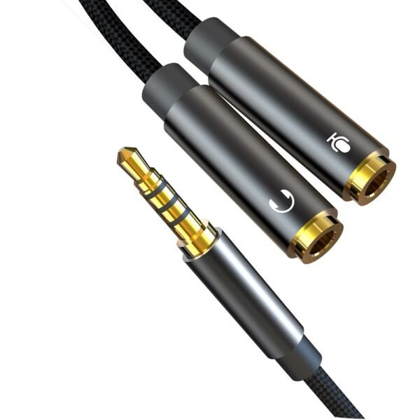 XO ljudkabel 2in1 NB-R197 3,5 mm jack - uttag 3,5 mm jack / mikrofon 0,23 m svart - Image 3