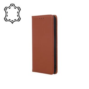 äkta läderfodral för iphone 14 brun