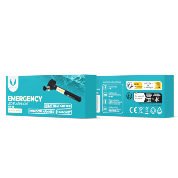 Forever Light Emergency LED-ficklampa med fönsterkrossare och säkerhetsbältesskärare - Image 7