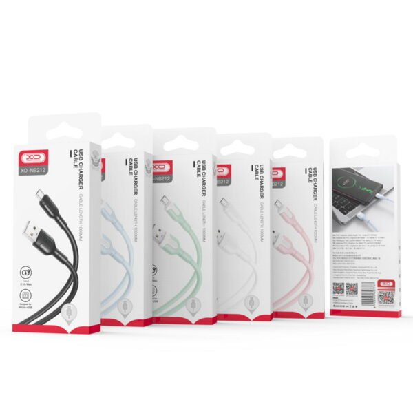 2 st XO NB212 USB - Lightning-kabel 1,0 m 2,1A vit - Image 2