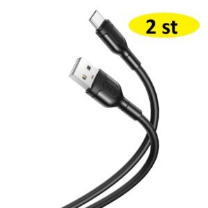 2 st XO-kabel NB212 USB - USB-C 1,0 m 2,1A svart