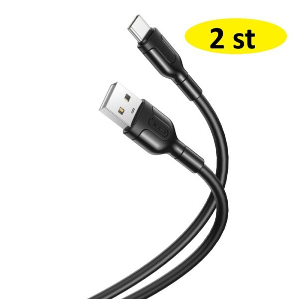 2 st XO-kabel NB212 USB - USB-C 1,0 m 2,1A svart