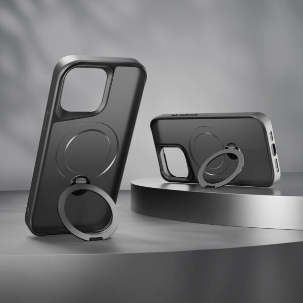 Etteri Matt Mag Ring-fodral för iPhone 15 Pro max svart - Image 5