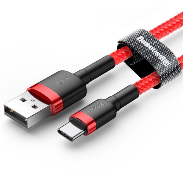 1 st super kvalitet Baseus cable Cafule USB - USB-C 3m 2A red - Image 2