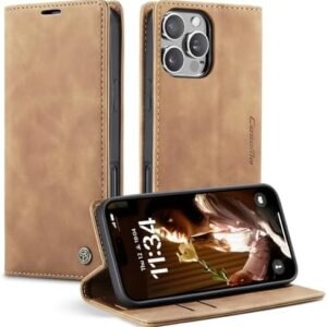 CaseMe 0013 Leather Wallet Case for iPhone 16 brown