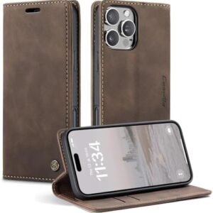 CaseMe 0013 Leather Wallet Case for iPhone 16 darkbrown