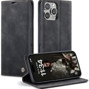 CaseMe 0013 Leather Wallet Case for iPhone 16  dark