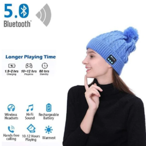 Bluetooth-mössa med tofs blå