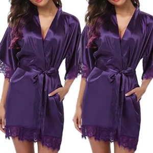 Robe Ice Silk black purple L