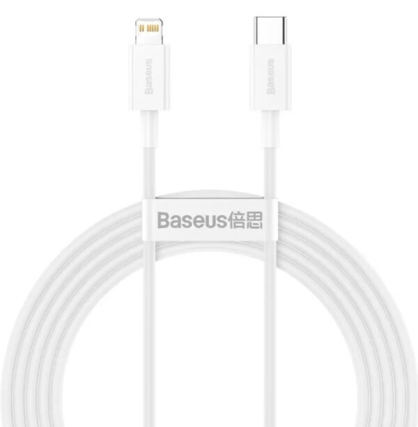1 st super kvalitet 20W Baseus-kabel Superior PD USB-C - Lightning 2,0 m vit