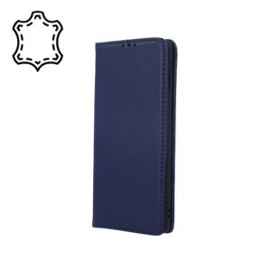Äkta läder Smart Pro-fodral för iPhone 16 pro blå