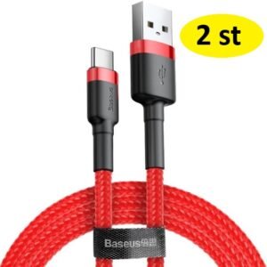 2 st super kvalitet Baseus cable Cafule USB - USB-C 3m 2A red