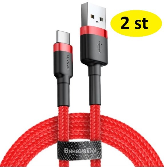 2 st super kvalitet Baseus cable Cafule USB - USB-C 3m 2A red