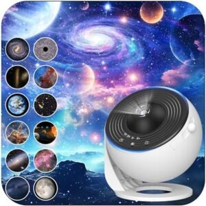 Stjärnprojektor med 12 olika galaxmönster